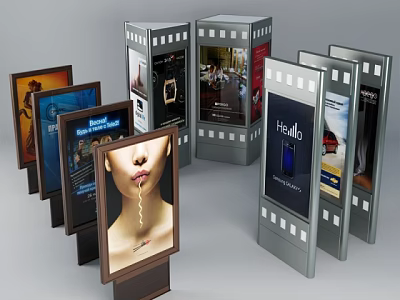 Public Facilities Outdoor Advertising Display Stands With Multiple Commercial Posters And Information Boards 3d model