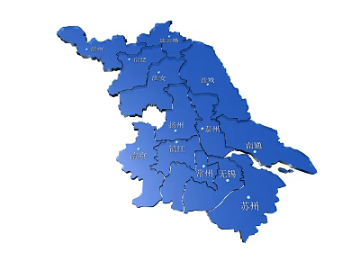 Decorative Blue China Map Wall Decor with City Labels for Home Interior 3d model