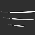 Traditional Japanese Swords With Different Lengths Sharp Blades And Black Wrapped Handles