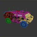 Camouflaged Military Tank Featuring Multiple Antennas Four Wheels And Green Brown Patterns