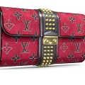 Luxury Red LV Handbag With Black Pattern Gold Studs And Lock Design 3d model