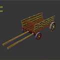 Vintage Wooden Cart With Plank Structure Spoked Wheels And Wooden Handles Design