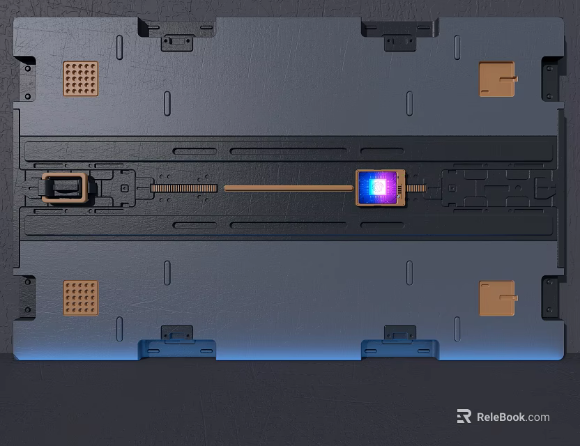 Electronic Internal Wall Panel Featuring Chip Connectors Orange Cable And Yellow Parts 3d model 