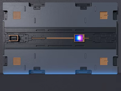 Electronic Internal Wall Panel Featuring Chip Connectors Orange Cable And Yellow Parts 3d model