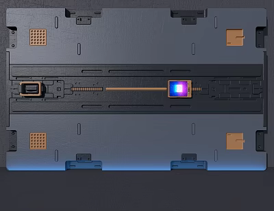 Electronic Internal Wall Panel Featuring Chip Connectors Orange Cable And Yellow Parts 3d model