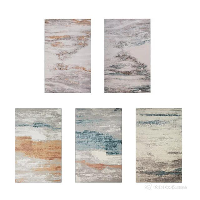 Square Rugs With Abstract Landscape Patterns Various Colors And Modern Design Styles 3d model