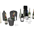 Different Types Of Wine Bottles And Wine Glasses With Ice Buckets And Gift Boxes