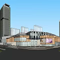 Modern Commercial Complex With Tall Buildings Urban Plaza And Architectural Design