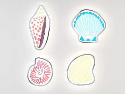 Colorful Decorative Shells With Various Patterns And Designs On White Background 3d model