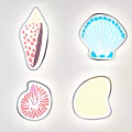 Colorful Decorative Shells With Various Patterns And Designs On White Background