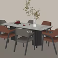 Dining table and chair combination dining table dining chair 3d model