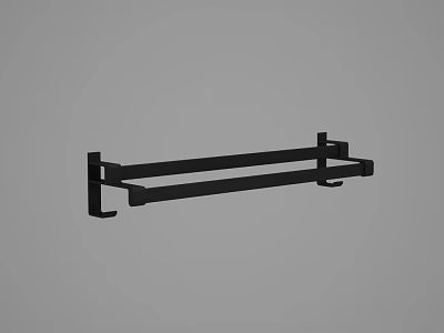 Black Wall Mounted Bathroom Shelf For Towel Storage And Organization 3d model