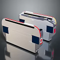 Two Modern Silver Electronic Devices With Red And Blue Accents Sleek Design And Reflective Surface