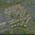 Aerial View Planning of Residential Complex With High Rise Buildings Central Green Spaces and Roads