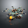 Futuristic Multirotor Aircraft With Green Orange Design And Multiple Rotors