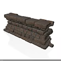 Modern Stacked Brick Wall Structure With Red Bricks And Textured Design 3d model