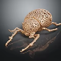 Intricate Beetle Shaped Sculpture Carving With Elaborate Hollow Patterns And Smooth Surface