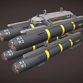 Military Weapon System With R2 Marked Missiles Black Yellow Stripes And Launcher Unit
