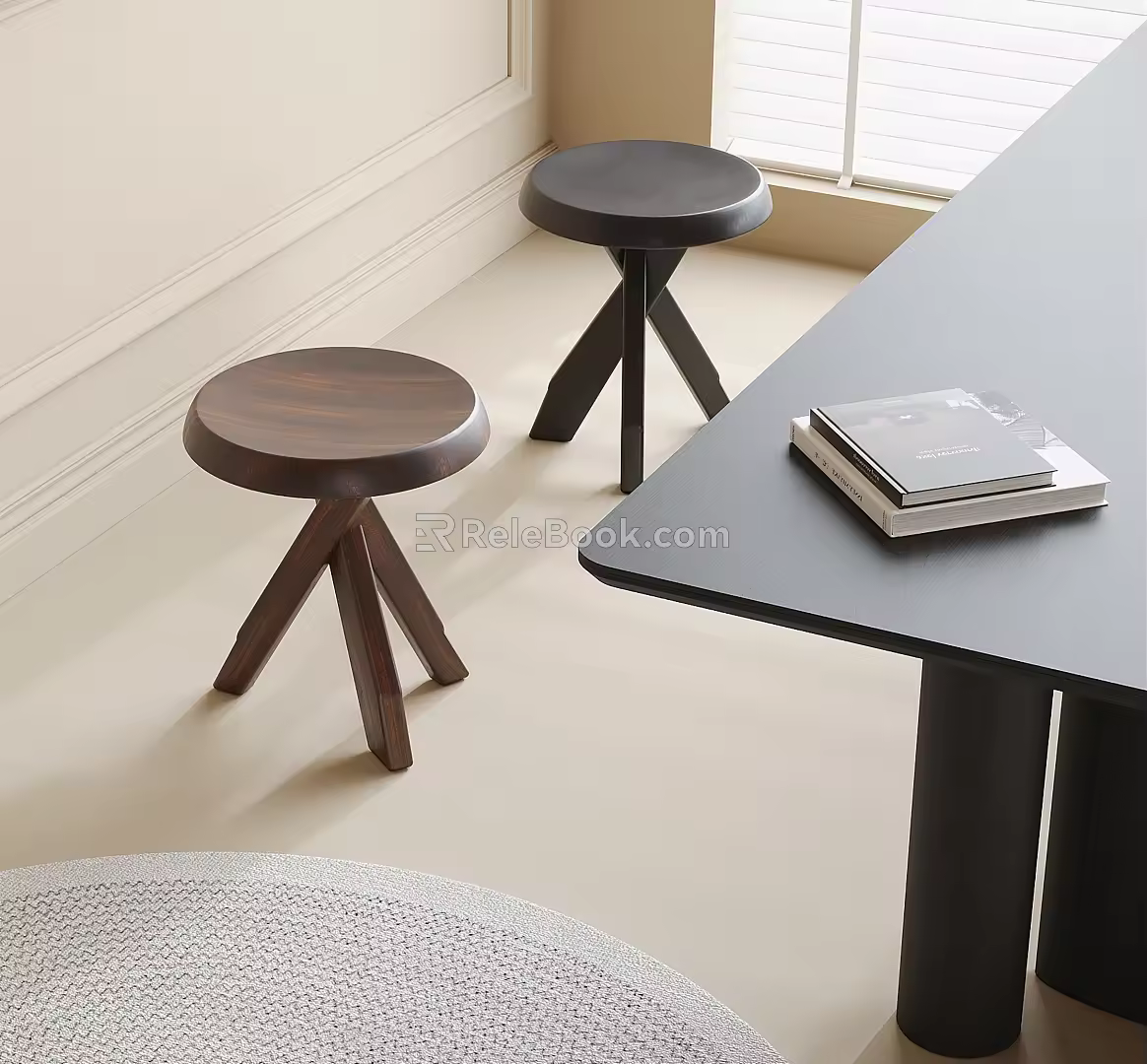 Stool Shoe Changing Stool Solid Wood Stool Dressing Stool 3d model