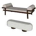 Modern Benches With Wooden Frame Upholstered Seats And Backrest Options 3d model