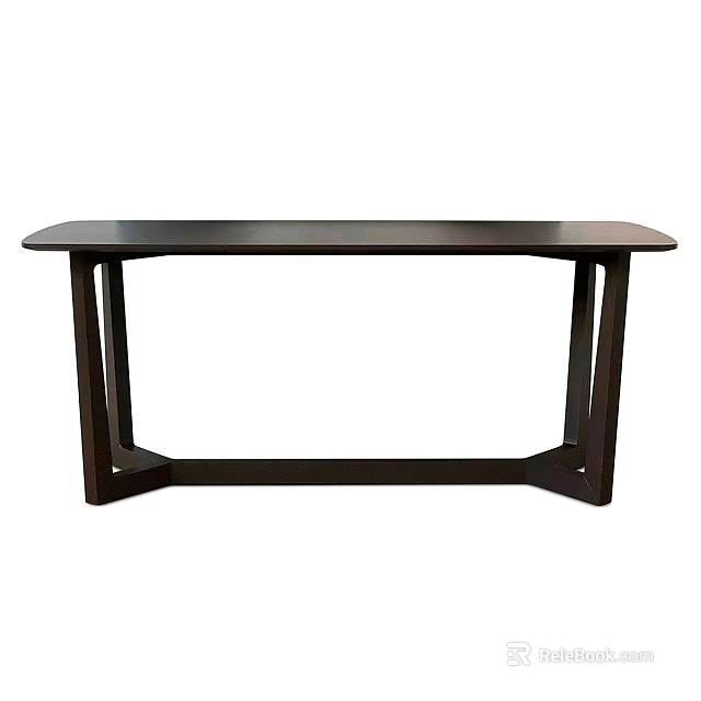Modern Dark Wooden Dining Table With Unique Geometric Leg Design And Smooth Surface 3d model 
