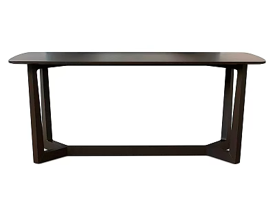 Modern Dark Wooden Dining Table With Unique Geometric Leg Design And Smooth Surface 3d model