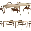 Modern Dining Table and Chair Combination Log Dining Table and Chair Combination 3d model