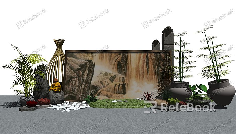 New Chinese style landscape sketch courtyard landscape model