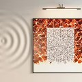 Abstract Painting Wall Art With Geometric Patterns Black White Texture And Orange Red Background 3d model