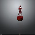 Modern Red Lighthouse Shaped Floor Lamp Furniture With Metal Frame And Round Base