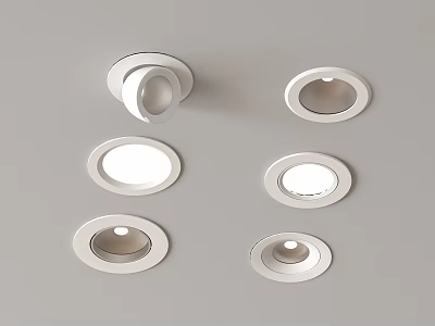 Modern White Recessed Downlights And Spotlights With Various Styles For Interior Lighting 3d model