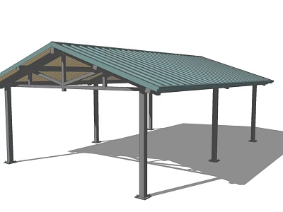 Green Metal Pergola Design With Open Structure And Supporting Columns For Outdoor Space 3d model