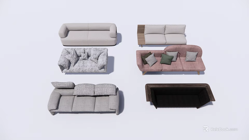 Modern Sofa Set Collection With Multiple Styles Various Colors And Soft Cushions 3d model