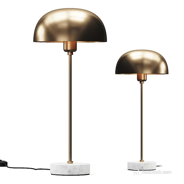 Modern Brass Table Lamps With Dome Shades And Metal Stands In Two Heights 3d model 