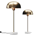Modern Brass Table Lamps With Dome Shades And Metal Stands In Two Heights