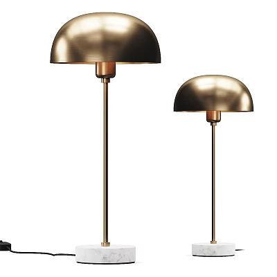 Modern Brass Table Lamps With Dome Shades And Metal Stands In Two Heights 3d model