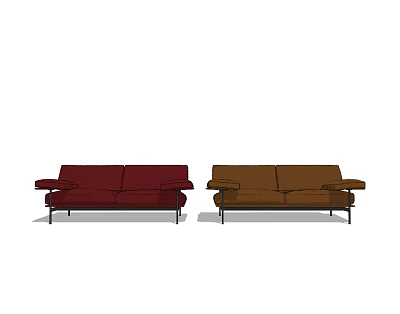 modern double sofa sofa 3d model