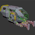 Gray And Yellow Space Exploration Lander With Transparent Cabin And Landing Legs