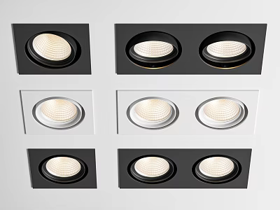 Modern Embedded Ceiling Downlights And Spotlights With Black White Frame Single Multiple Design 3d model
