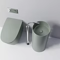 Light Green Wall Mounted Toilet with Matching Trash Can Silver Flush Button and Pipe