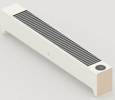 White Electric Heater With Long Strip Design Black Vents And Control Panel 3d model