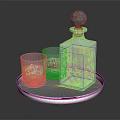 Elegant White Decanter With Two Glasses Of Orange Liquid On Metal Tray