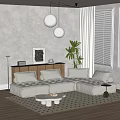 Modern Sofa Coffee Table Combination Piedmont Sofa Antique Sofa Tofu Block Sofa Module Sofa Living Room Chandelier Floor Lamp Carpet 3d model