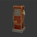 Red Vintage Gas Pump With Classic Meter And Black Hose On Concrete Base