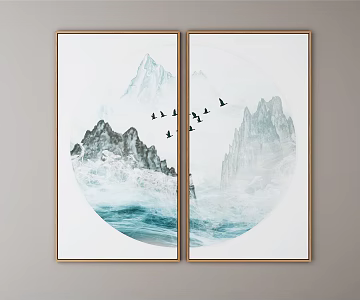 New Chinese Landscape Painting Hallway Hanging Painting 3d model