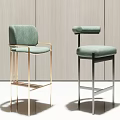 Light Green Fabric Bar Stools With Gold And Black Metal Modern Design