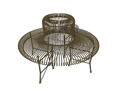 Woven Rattan Outdoor Chair with Round Design and Sturdy Metal Frame 3d model