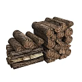 Stacked Stone Wood Logs In Two Piles With Natural Bark Texture And Rustic Look