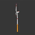 White Wind Turbine With Red Markings And Orange Base Structure On Dark Background 3d model