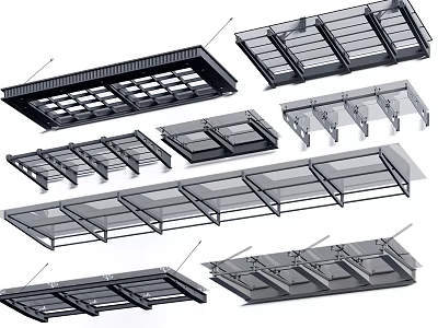 Outdoor Sunshade Awnings With Different Structural Metal Frame Designs For Outdoor Use 3d model